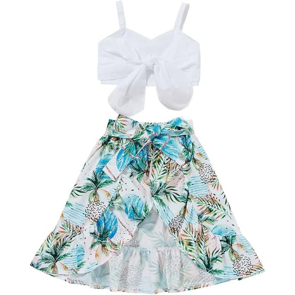 MSRP $20 Toddler Girl 3T-4T 2pcs Set Ruffle Crop Top &‎ Boho Floral Skirt Summ